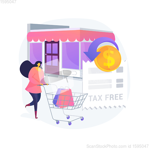 Image of Tax free service abstract concept vector illustration.