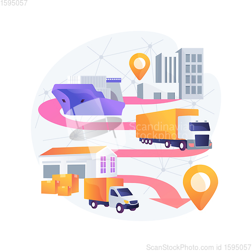 Image of Blockchain in transport technology abstract concept vector illustration.