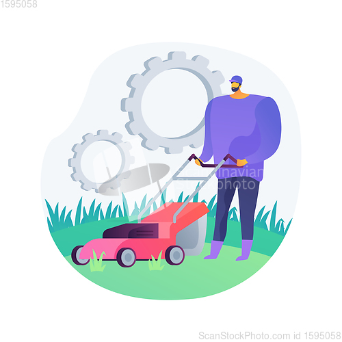 Image of Lawn mowing service abstract concept vector illustration.