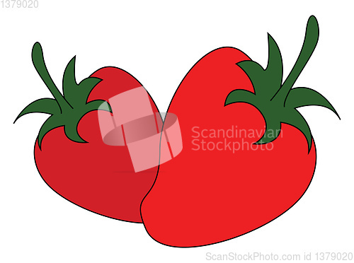 Image of Pair of strawberry vector or color illustration
