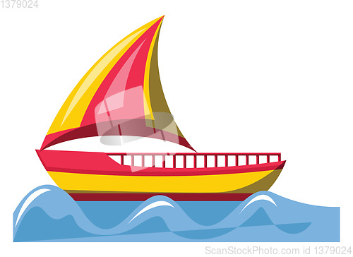 Image of Red and yellow sailing ship vector illustration on white backgro