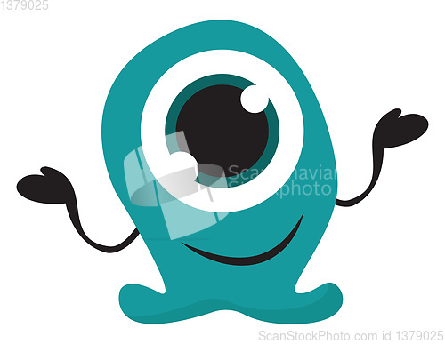 Image of Cartoon happy blue monster vector or color illustration