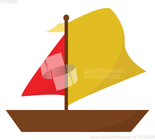 Image of Clipart of a boat in red and yellow color vector or color illust
