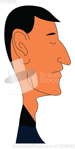 Image of Caricature of man with big ear vector illustration on white back