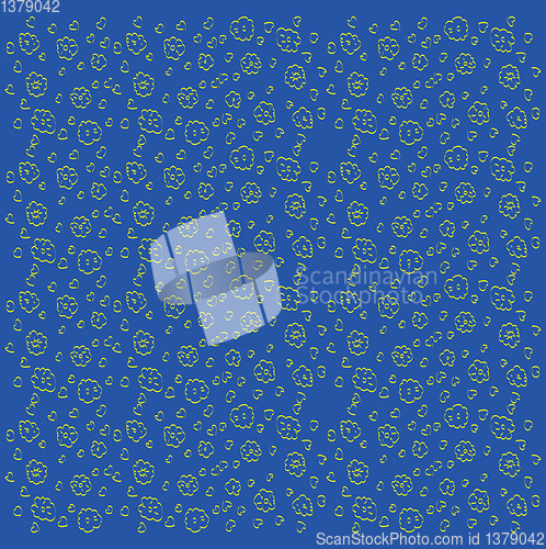 Image of The blue background with hearts and flowers looks beautiful vect