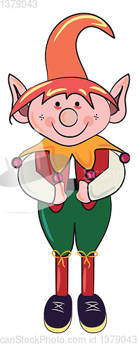 Image of Elf during Christmas vector or color illustration