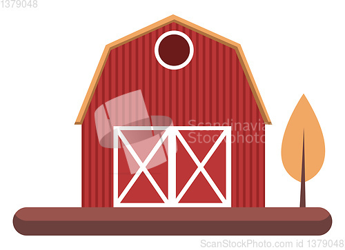 Image of Simple cartoon red building vector illustartion on white backgro