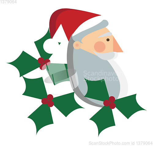 Image of Santa Claus illustration with a long red cap and a white beard v