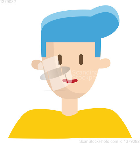 Image of Boy with ble hair vector illustration on white background 