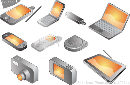 Image of Various electronic gadgets, illustration