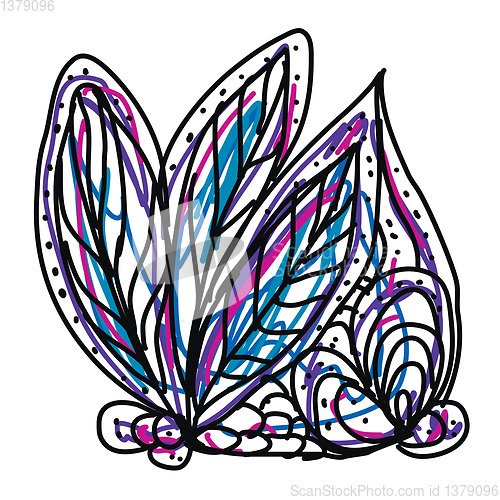 Image of Colorful sketch with few decorative leaves ornaments  vector or 