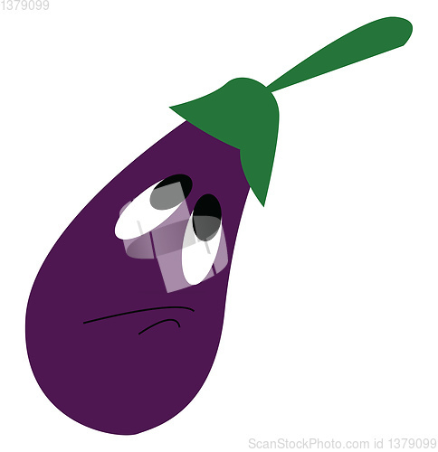 Image of A sad looking eggplant vector or color illustration