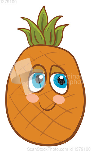 Image of A cartoon pineapple with big blue eyes vector or color illustrat
