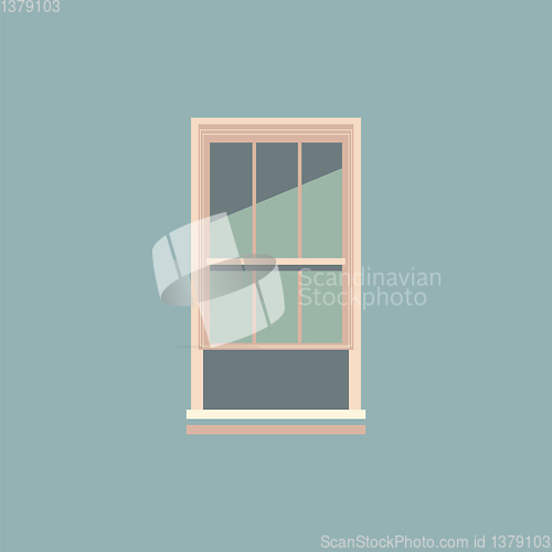 Image of  A color illustration of a half opened window, vector or color i