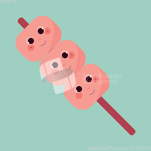 Image of A cute pink marshmallow vector or color illustration