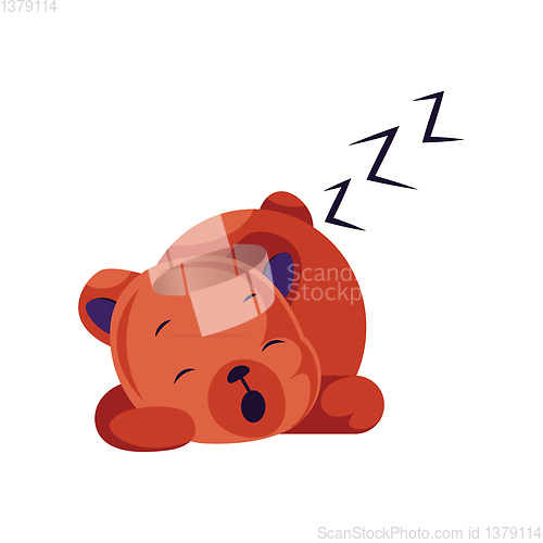 Image of Sleeping red teddy bear vector illustration on a white backgroun