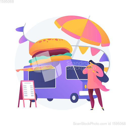 Image of Street food festival abstract concept vector illustration.