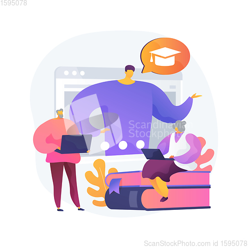 Image of Online learning for seniors abstract concept vector illustration.
