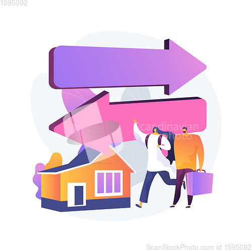 Image of Return migration abstract concept vector illustration.