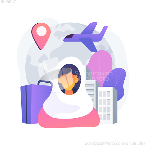 Image of Female migrant abstract concept vector illustration.