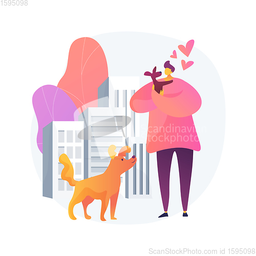 Image of Pet in the big city abstract concept vector illustration.