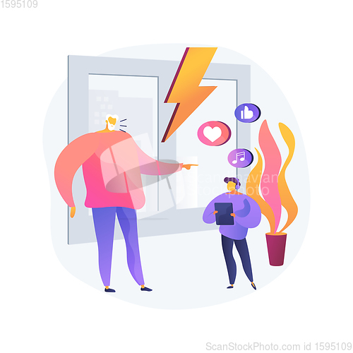 Image of Conflict of generations abstract concept vector illustration.