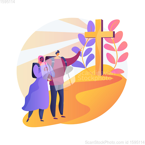 Image of Christian pilgrimages abstract concept vector illustration.
