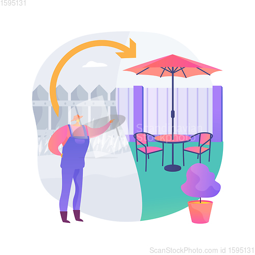 Image of Garden renovation abstract concept vector illustration.