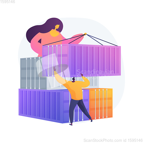 Image of Container transportation abstract concept vector illustration.