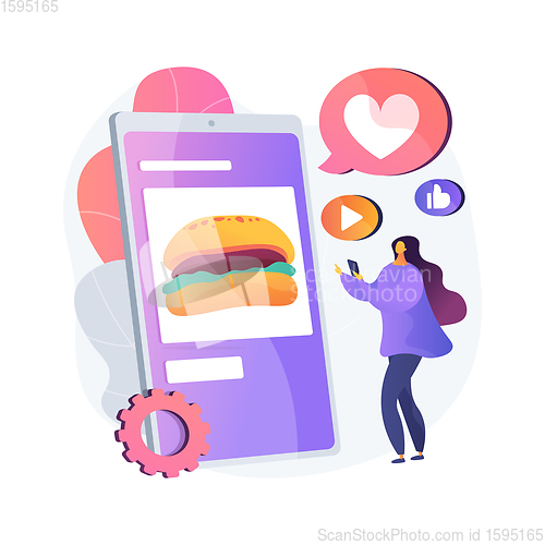 Image of Food blogging abstract concept vector illustration.