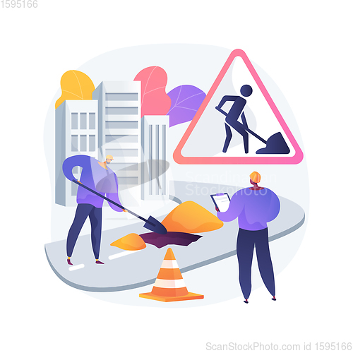 Image of Road works abstract concept vector illustration.