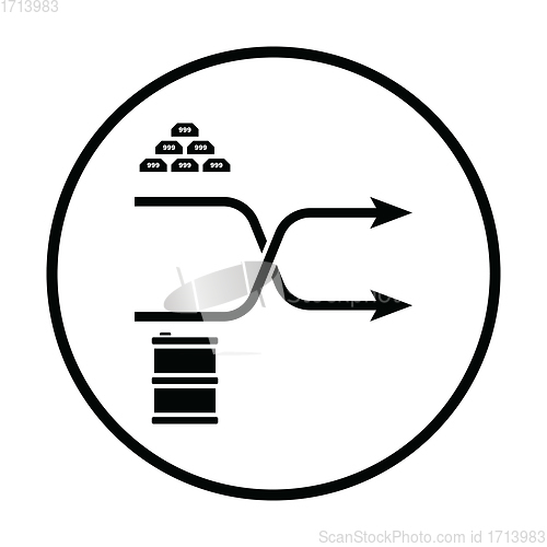 Image of Gold and oil comparison chart icon