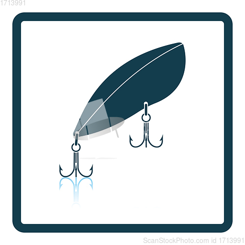 Image of Icon of Fishing spoon on gray background, round shadow
