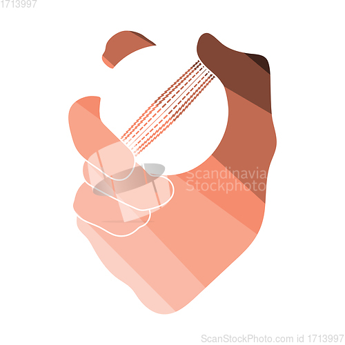Image of Hand holding cricket ball icon