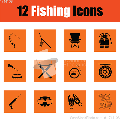 Image of Fishing icon set