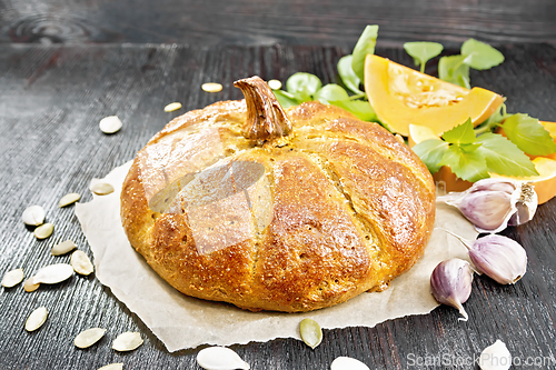 Image of Bread pumpkin on a dark board