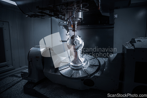 Image of Metalworking CNC milling machine. Cutting metal modern processin