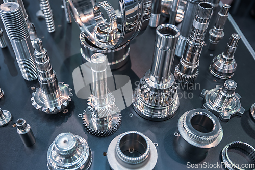 Image of Various parts made on a milling machine for CNC metalworking.