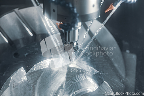 Image of Metalworking CNC milling machine. Cutting metal modern processin