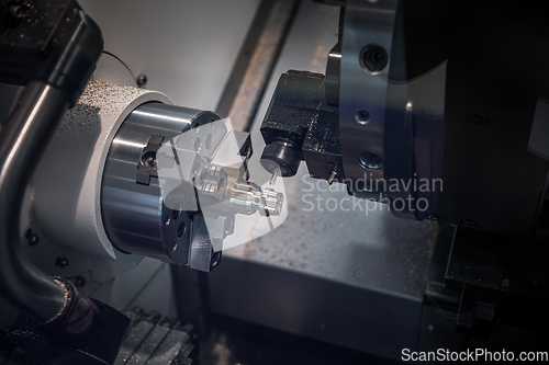 Image of Metalworking CNC milling machine. Cutting metal modern processin