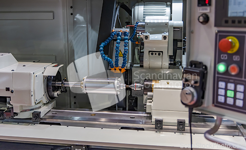 Image of Metalworking CNC milling machine. Cutting metal modern processin