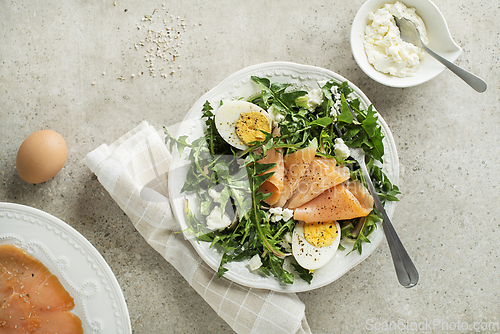 Image of Dandelion salad smoked salmon