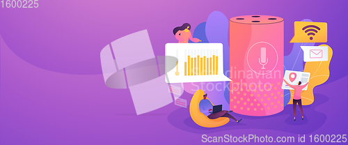 Image of Smart speaker office controller web banner concept.