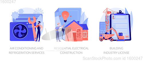Image of Builder contractor services abstract concept vector illustrations.