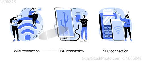 Image of Device connectivity abstract concept vector illustrations.