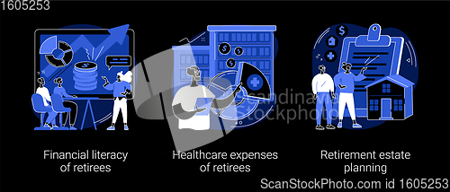 Image of Retiree budget plan abstract concept vector illustrations.