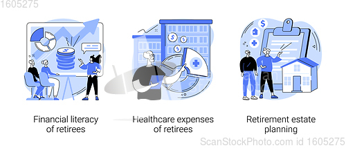 Image of Retiree budget plan abstract concept vector illustrations.