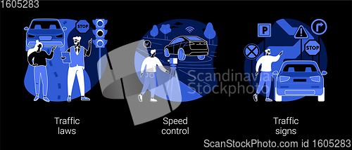 Image of Vehicle movement regulation abstract concept vector illustrations.