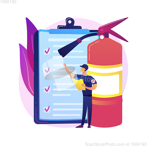 Image of Fire inspection abstract concept vector illustration.