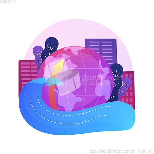 Image of Sea level rise abstract concept vector illustration.